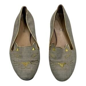 Jon Josef Loafer Smoking Slipper Flat Gatsby Kitty Cat Linen Anthropologie 9
